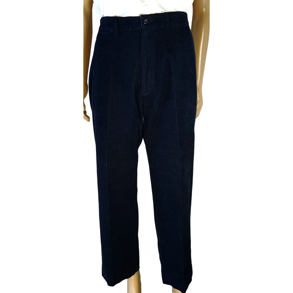 Polo Ralph Lauren Corduroy Pants Flat Front Navy Mens 38 x (32 hemmed to 28") - Picture 1 of 4